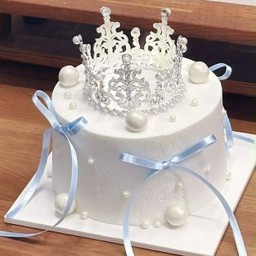 เค้กมงกุฎเจ้าหญิงโบว์สีฟ้า