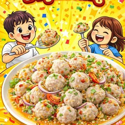 ยำลูกชิ้นหมูเมืองทอง