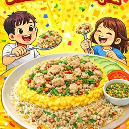 กระเพราไก่ชิ้น(อกไก่หรือสันในไก่)