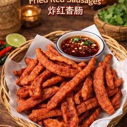 ไส้กรอกแดงในตำนาน ทอด