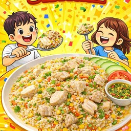 ข้าวผัดไก่ ใส่ไข่1 ฟอง ไม่ใช้น้ำมัน)