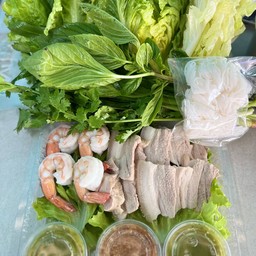 เมี่ยงรวมหมูสามชั้น + กุ้ง