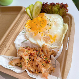 ข้าวหมูสามชั้นสไลด์คั่วพริกเกลือ