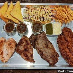 Combo Set5 สเต็ก (ไก่+หมู+เนื้อเซอลอยน์+ปลา) อิ่มคุ้ม ครบเครื่อง