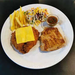 เซตจับคู่4 สเต็กไก่ซุปเปอร์และสเต็กหมู