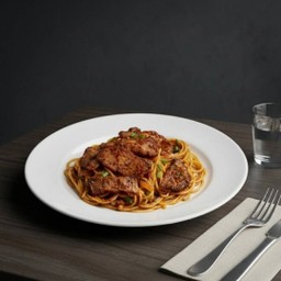 พาสต้าหมูย่างน้ำจิ้มแจ่ว