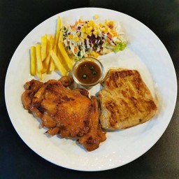 เซตจับคู่2  สเต็กหมูและสเต็กไก่สไปซี่