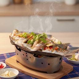 ปลากระพงนึ่งมะนาว