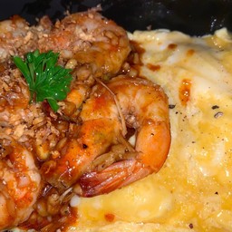 [อร่อยซ่ากับโค้ก] กุ้งกระเทียมราดข้าว+ไข่ข้น +  โค้ก ซีโร่(ขวด)