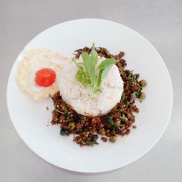ข้าวกะเพราเนื้อสับ+ไข่ดาว