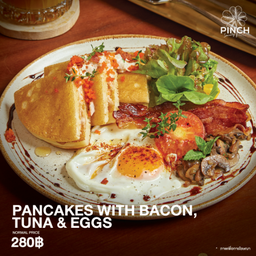 FA8 Pancakes with Bacon, Tuna & Eggs