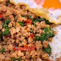 Basil Pork With Rice And Fried Egg