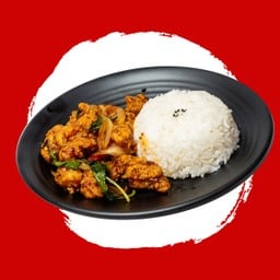 ข้าวไก่กรอบผัดพริกเผา
