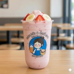 สตอเบอรี่+กล้วย ปั่นสมูทตี้