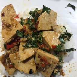 ข้าวหอมมะลิ+กะเพราหมูยอ (หมูยออุบล)