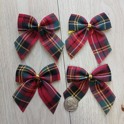 โบว์ผ้าสำเร็จ สก็อตแดง4ชิ้น (สต้อก3)