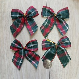 โบว์ผ้าสำเร็จ สก็อตเขียว4ชิ้น (สต้อก3)