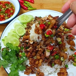 ข้่าวหมูสับคั่วพริกเกลือ /หมูชิ้นคั่วพริกเกลือ (ระบุได้ค่ะ)