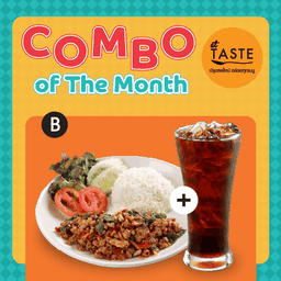 เซ็ท B ข้าวกะเพราหมู + ชาดำเย็น