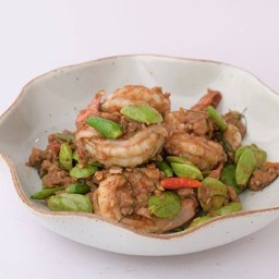 กุ้งสะตอหมูสับผัดกะปิ ( Bitter Bean with Shimp Paste )