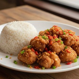 ข้าวไก่ทอดคั่วพริกเกลือ