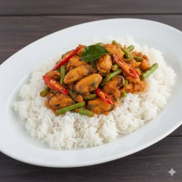 ข้าวผัดพริกแกงหอยแมลงภู่