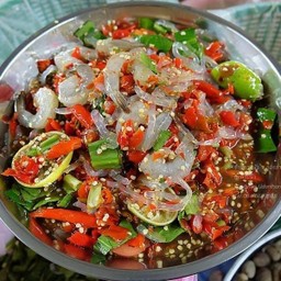 ยำกุ้งดิบน้ำปลาร้าเอ็นแก้ว L