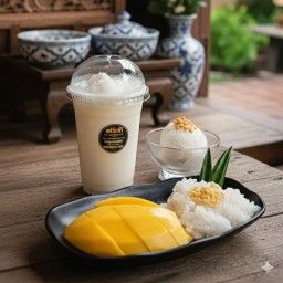 ข้าวเหนียวมะม่วง+น้ำมะพร้าวปั่น+ไอศกรีมกะทิสด