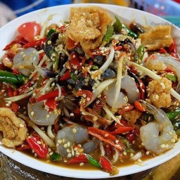ตำปูปลาร้ากุ้งดิบแคปหมู