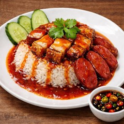 ข้าวหมูกรอบ+กุนเชียง