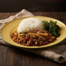 ข้าวกะเพราหมูสับหน่อไม้ Pork+Bamboo