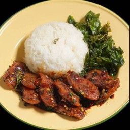 กะเพรากุนเชียง (กับข้าว) Chinese Sausage (Kub Khao)
