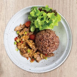 ข้าวคอหมูย่างคั่วพริกเกลือ