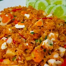 ข้าวผัด หมูสับ น้ำพริกเผา ไข่เค็ม