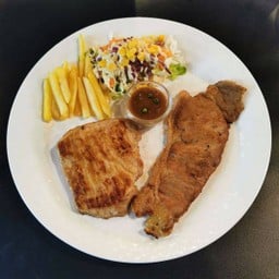 เซตจับคู่6 สเต๊กเนื้อเซอร์ลอยน์และสเต๊กหมู