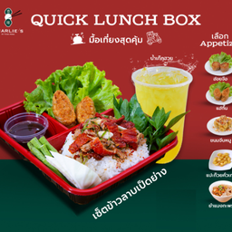 เซ็ตข้าวลาบเป็ดย่าง Set of Spicy Duck Salad over Rice.