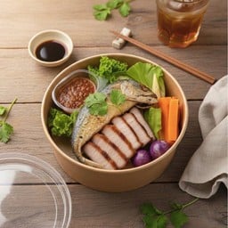 Rice Mixed With Chili Paste + Grilled Pork + Mackerel