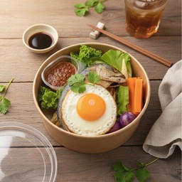 ข้าวคลุกน้ำพริก+ปลาทูทอด+ไข่ดาว