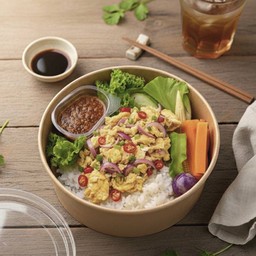 Rice Mixed With Chili Paste + Scrambled Eggs With Red Chili