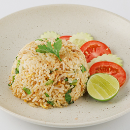 ข้าวผัดคะน้าปลาเค็มChinese Broccoli Stirred-fried with Salted Fish over Rice.