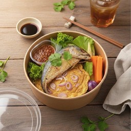 ข้าวคลุกน้ำพริก+ปลาทู+ไข่เจียวหอมแดง