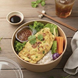 Rice Mixed With Chili Paste + Red Onion Omelet