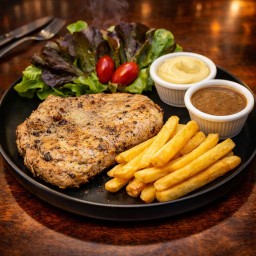 สเต็กอกไก่พริกไทยดำ