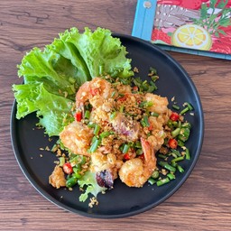 ข้าวกุ้งหมึกทอดกรอบคั่วพริกเกลือรวม