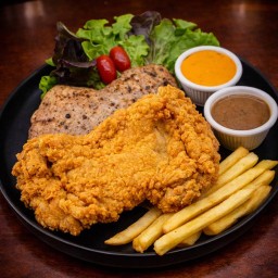 สเต็กไก่สไปร์ซี่ทอด + อกไก่ย่าง