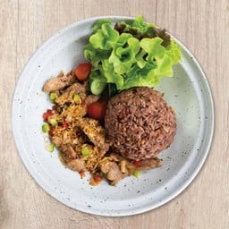 ข้าวคอหมูย่างคั่วพริกเกลือ