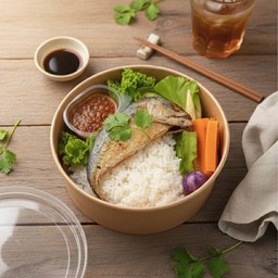 ข้าวคลุกน้ำพริก+ปลาทูทอด1ตัว