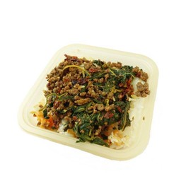 ข้าวหอมมะลิกะเพราคั่วพริกเนื้อออสเตรเลีย