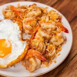 กุ้งทอดกระเทียมราดข้าว