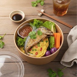 ข้าวคลุกน้ำพริก+ปลาทู+ไข่เจียวพริกสด